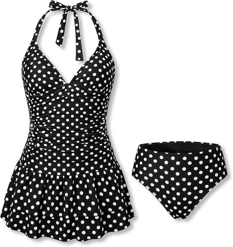 7-16 Years Teen Girl Swimsuit Halter Neck Two Piece Cover Up Skirt Bathing Suit Beach Swimwear for Girls in Saudi Arabia