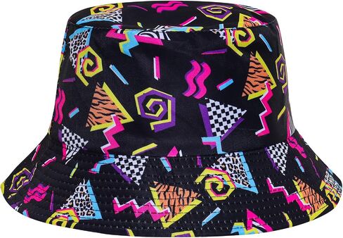 Fumwase 80s 90s Fanny Pack دلو قبعة للنساء والرجال قبعة صيد قابلة للتعبئة في الصيف والسفر والشاطئ قبعة واقية من الشمس ملحقات الحفلات قبعة سوداء in Kuwait