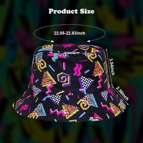 Fumwase 80s 90s Fanny Pack دلو قبعة للنساء والرجال قبعة صيد قابلة للتعبئة في الصيف والسفر والشاطئ قبعة واقية من الشمس ملحقات الحفلات قبعة سوداء in Kuwait