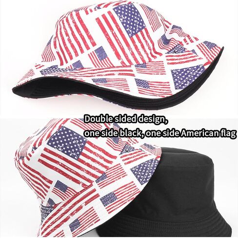 American Flag Bucket Hat for Women and Men, 4th of July Cotton Beach Fisherman Hat, for Independence Day Foldable Sun Cap Party Costume Accessories in Saudi Arabia