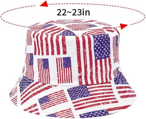 American Flag Bucket Hat for Women and Men, 4th of July Cotton Beach Fisherman Hat, for Independence Day Foldable Sun Cap Party Costume Accessories in Saudi Arabia