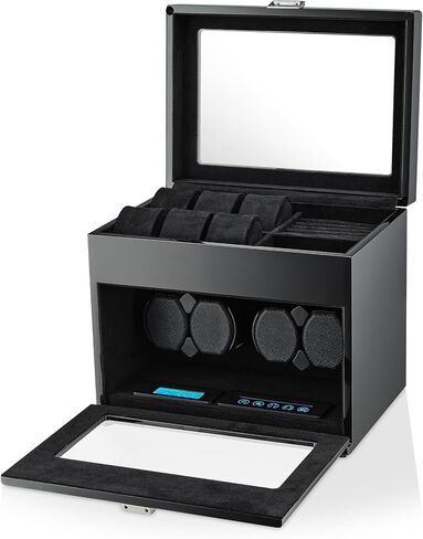 TIMECUBE Watch Winder with 6 Storage Slots, Jewelry Organizer and LED Interior Light (Black) in Saudi Arabia
