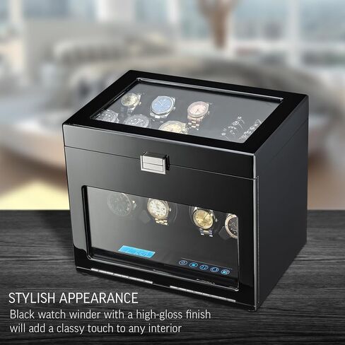TIMECUBE Watch Winder with 6 Storage Slots, Jewelry Organizer and LED Interior Light (Black) in Saudi Arabia