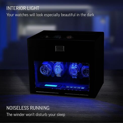 TIMECUBE Watch Winder with 6 Storage Slots, Jewelry Organizer and LED Interior Light (Black) in Saudi Arabia