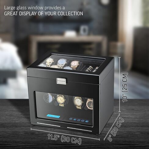 TIMECUBE Watch Winder with 6 Storage Slots, Jewelry Organizer and LED Interior Light (Black) in Saudi Arabia