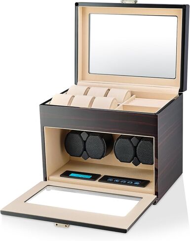 TIMECUBE Watch Winder with 6 Storage Slots, Jewelry Organizer and LED Interior Light (Black) in Saudi Arabia