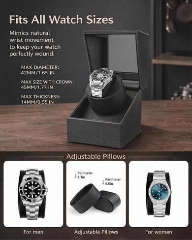 Watch Winder for Automatic Watches: Single Watch Winder Box with Quiet Japanese Motor - Rotating Watch Case in Black Carbon Fiber Leather Storage Display Box for Men (2026 New) in Kuwait