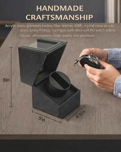 Watch Winder for Automatic Watches: Single Watch Winder Box with Quiet Japanese Motor - Rotating Watch Case in Black Carbon Fiber Leather Storage Display Box for Men (2026 New) in Kuwait