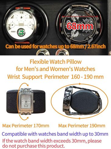 Oryx Watch Winder for 4 Automatic Watches, Rotating Watch Box 5 Rotation Modes Setting Display Case with LED Light, AC/USB Powered Super Quiet Mabuchi Motor in Saudi Arabia