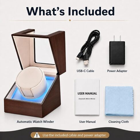 Watch Winder for Automatic Watches, Ultra Quiet Japanese Motor (<5 db), Wooden Self Winding Watch Case with Blue Ambient Light, Gift for Men Women Dad in Saudi Arabia