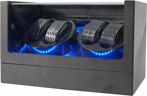 4 Watch Winder for Automatic Watches, Watch Rotator for Rolex 5 Rotation Modes Box with Blue Light, Watches Winder Case USB-C or Battery Powered Present for Men Quiet Mabuchi Motor(≤5db) in Saudi Arabia