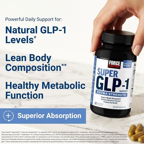عامل القوة - دعم GLP-1 بقوة إضافية مع مزيج فلافونويد الليمون والكروم ومستخلص البانابا لدعم عملية التمثيل الغذائي وإدارة الوزن وتكوين الجسم، 60 كبسولة in Kuwait