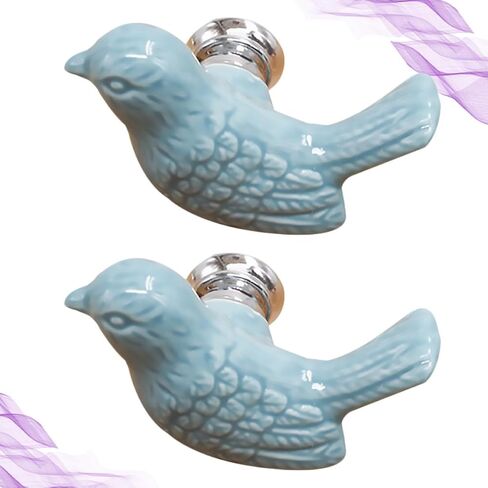 Modern Drawer Knob Flush Pull Handles Blue 2pcs Pack Single Hole European Style Ceramic Easy to Install Decorative Cabinet Hardware for Doors for Kitchen or Bathroom in Kuwait