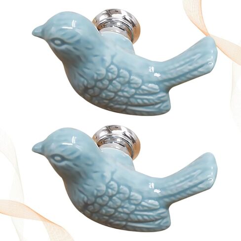 Modern Drawer Knob Flush Pull Handles Blue 2pcs Pack Single Hole European Style Ceramic Easy to Install Decorative Cabinet Hardware for Doors for Kitchen or Bathroom in Kuwait