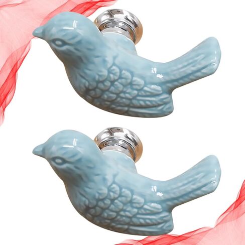 Modern Drawer Knob Flush Pull Handles Blue 2pcs Pack Single Hole European Style Ceramic Easy to Install Decorative Cabinet Hardware for Doors for Kitchen or Bathroom in Kuwait