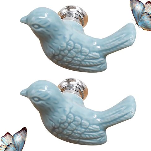 Modern Drawer Knob Flush Pull Handles Blue 2pcs Pack Single Hole European Style Ceramic Easy to Install Decorative Cabinet Hardware for Doors for Kitchen or Bathroom in Kuwait