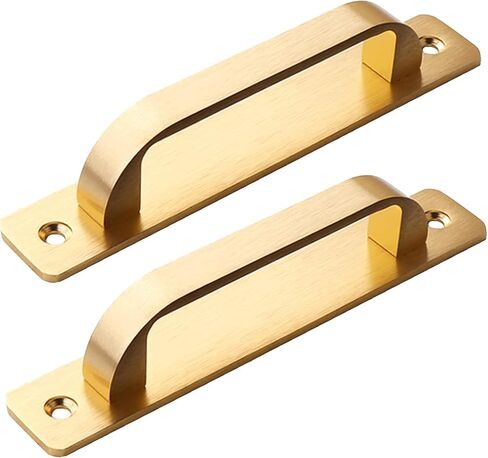 Cabinet Pulls 2Pcs Gold Barn Door Pulls,128mm Hole Distance Surface Mount Cabinet Drawer Handles in Kuwait