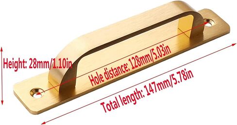 Cabinet Pulls 2Pcs Gold Barn Door Pulls,128mm Hole Distance Surface Mount Cabinet Drawer Handles in Kuwait