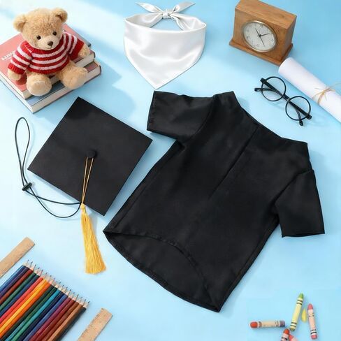 7 PCS Dog Cat Graduation Cap and Gown with Tassels Costume Set Include 2026 Pet Grad Cap and Gown Bandana Puppy DIY Iron-On Letter Stickers for Dogs Cats Holiday Grad Party Dress Costume Accessory in Saudi Arabia