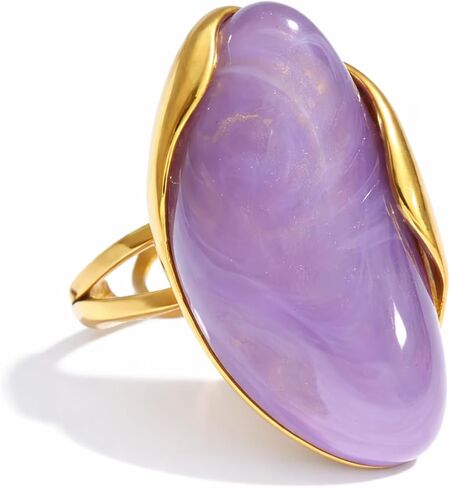 Mchic Colorful Chunky Statement Ring for Women: Boho Large Oval Acrylic Finger Ring Stainless Steel Adjustable Beach Summer Y2K Handmade Jewelry Gift for Women in Saudi Arabia