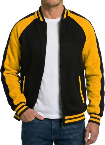 جاكيت Decrum Varsity للرجال - سترات البيسبول الرجالية ذات الأكمام الطويلة من الصوف الكاجوال in Kuwait