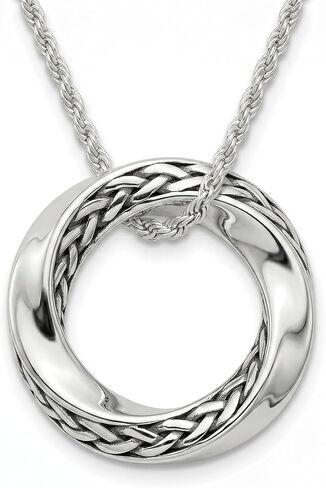 Möbius Strip Men's Necklace 925 Sterling Silver Pendant with Stainless Steel Chain Jewelry for Men in Kuwait