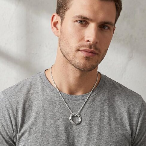 Möbius Strip Men's Necklace 925 Sterling Silver Pendant with Stainless Steel Chain Jewelry for Men in Kuwait