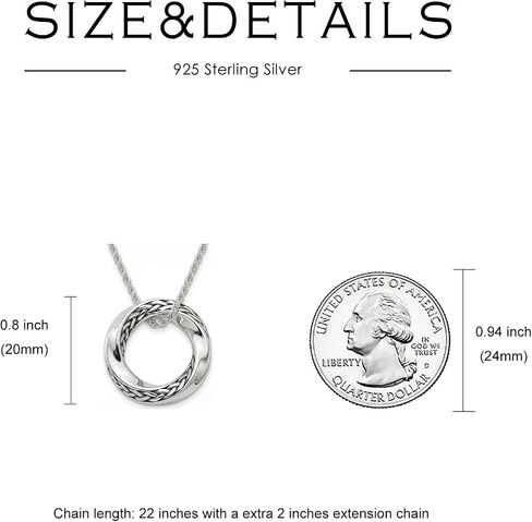 Möbius Strip Men's Necklace 925 Sterling Silver Pendant with Stainless Steel Chain Jewelry for Men in Kuwait