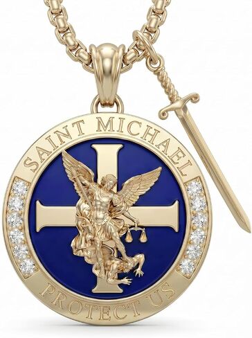 St Michael Necklace for Men Women 925 Sterling Silver Archangel Michael Pendant Christian Catholic Religious Jewelry in Saudi Arabia