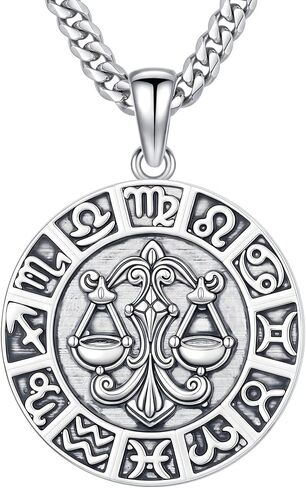 Zodiac Necklace for Men, 12 Constellation Jewelry Gifts with 22"+2" Cuban Chain in Saudi Arabia