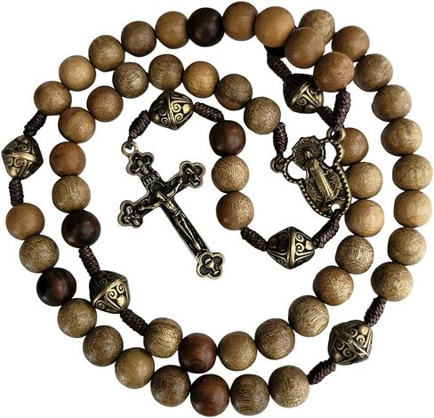 Wood Rosary - Elegantly Handmade Wooden Bead and Bronze Rosary Catholic or Christian Gift Rosaries in Kuwait