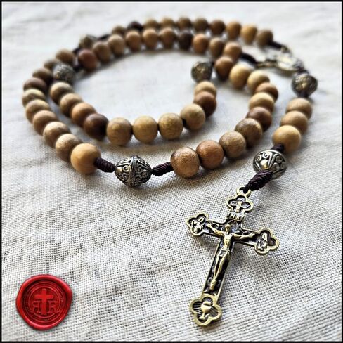 Wood Rosary - Elegantly Handmade Wooden Bead and Bronze Rosary Catholic or Christian Gift Rosaries in Kuwait