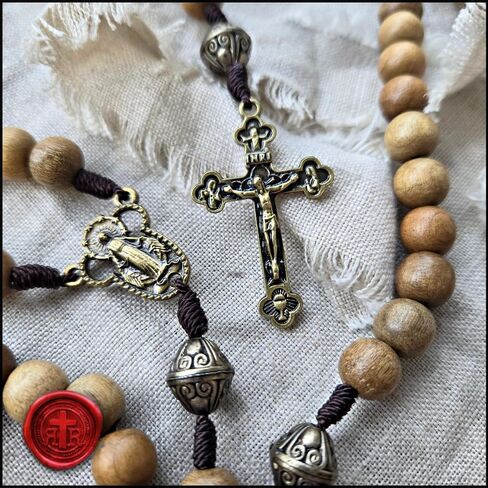 Wood Rosary - Elegantly Handmade Wooden Bead and Bronze Rosary Catholic or Christian Gift Rosaries in Kuwait