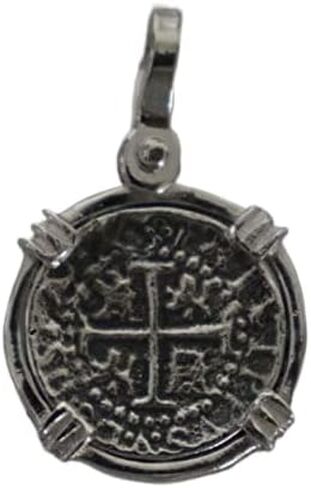 Sterling Silver Small Atocha Shipwreck Coin Replica in Custom Pendant Bezel with Shackle Bail in Kuwait