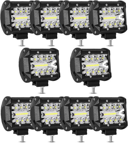 4 inch LED Pod Lights, 60W 12,000LM LED Fog/Driving/Off Road Lights LED Light Bar with Spot Flood Combo, LED Cube Work Lights for Truck Boat ATV UTV Pickup,10 PCS in Saudi Arabia