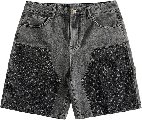 VIPWOLF الرجال الشرير غسلها شورتات جينز Y2K Jorts خمر مستقيم الساق فضفاض الدينيم السراويل الجرونج Harajuku الشارع الشهير in Kuwait