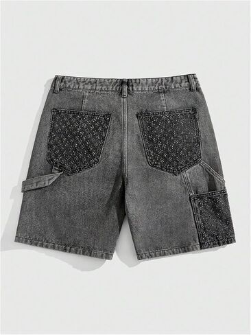 VIPWOLF الرجال الشرير غسلها شورتات جينز Y2K Jorts خمر مستقيم الساق فضفاض الدينيم السراويل الجرونج Harajuku الشارع الشهير in Kuwait