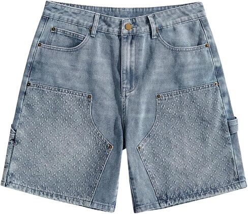 VIPWOLF الرجال الشرير غسلها شورتات جينز Y2K Jorts خمر مستقيم الساق فضفاض الدينيم السراويل الجرونج Harajuku الشارع الشهير in Kuwait