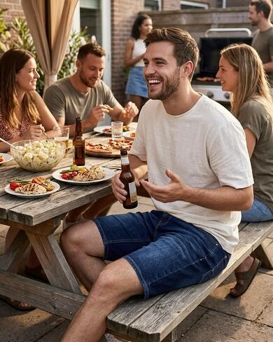 Liloak Mens Denim Shorts Pack, Jean Shorts for Men, Stretchy Blue Jean Shorts Men Relaxed Fit Jorts in Kuwait