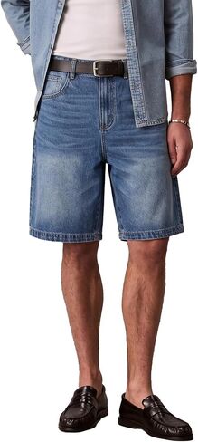 Men's Relaxed Fit Denim Shorts Casual Knee Length Jean Shorts Classic 5 Pocket for Spring Summer Autumn Everyday Daily Wear in Kuwait