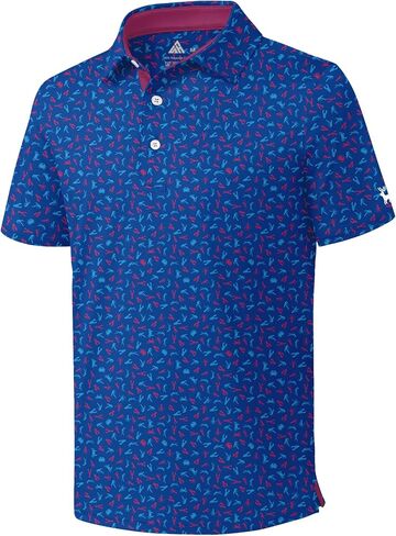 ZITY Boys Polo Shirt UPF 50+ Print Golf Shirt Short Sleeve Performance Polo Moisture Wicking Shirt Active Casual Tops in Kuwait