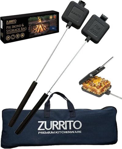 4x Campfire Pie Iron (28inches Long) Storage Bag Bundle Set, Cast Iron Pie Pan, Mountain Pie Maker, Cast Iron Sandwich Maker, Pie Iron for Camping, Campfire Sandwich Maker in Saudi Arabia