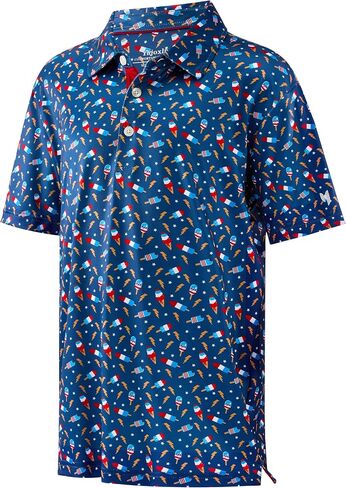 Kids Polo Shirt Boys Performance Short Sleeve Active Casual Print Collared Quick Dry Youth Golf Shirts for Boy in Kuwait