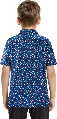 Kids Polo Shirt Boys Performance Short Sleeve Active Casual Print Collared Quick Dry Youth Golf Shirts for Boy in Kuwait