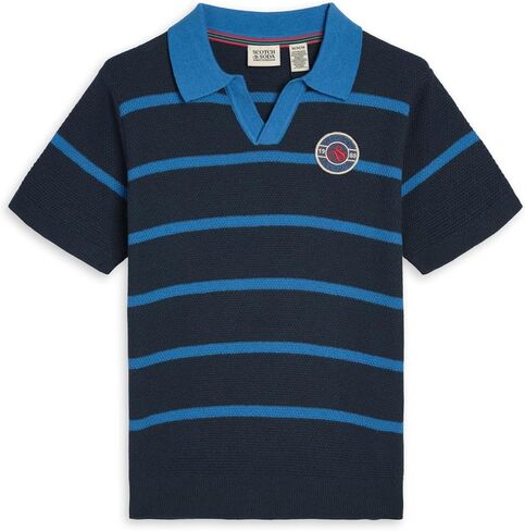 Scotch & Soda Boys' Short Sleeve Sweater Polo – Soft Knit Collared Shirt, Stylish Lightweight Pullover Top for Kids in Kuwait