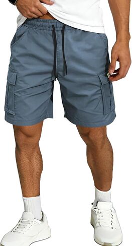 Hidkat Men's Lightweight Cargo Shorts with Drawstring-Breathable,Comfy Casual Outdoor Shorts for Hiking Gym Workout in Saudi Arabia