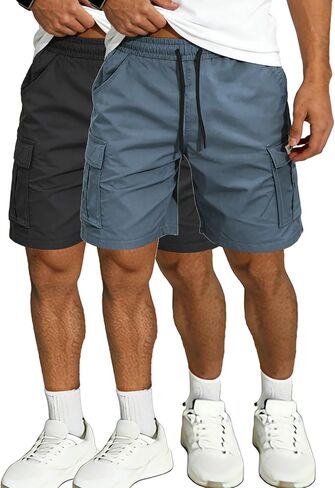 Hidkat Men's Lightweight Cargo Shorts with Drawstring-Breathable,Comfy Casual Outdoor Shorts for Hiking Gym Workout in Saudi Arabia