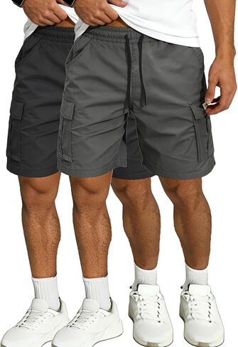 Hidkat Men's Lightweight Cargo Shorts with Drawstring-Breathable,Comfy Casual Outdoor Shorts for Hiking Gym Workout in Saudi Arabia
