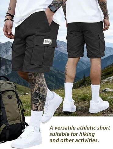 Hidkat Men's Lightweight Cargo Shorts with Drawstring-Breathable,Comfy Casual Outdoor Shorts for Hiking Gym Workout in Saudi Arabia
