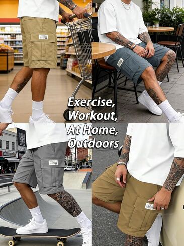 Hidkat Men's Lightweight Cargo Shorts with Drawstring-Breathable,Comfy Casual Outdoor Shorts for Hiking Gym Workout in Saudi Arabia